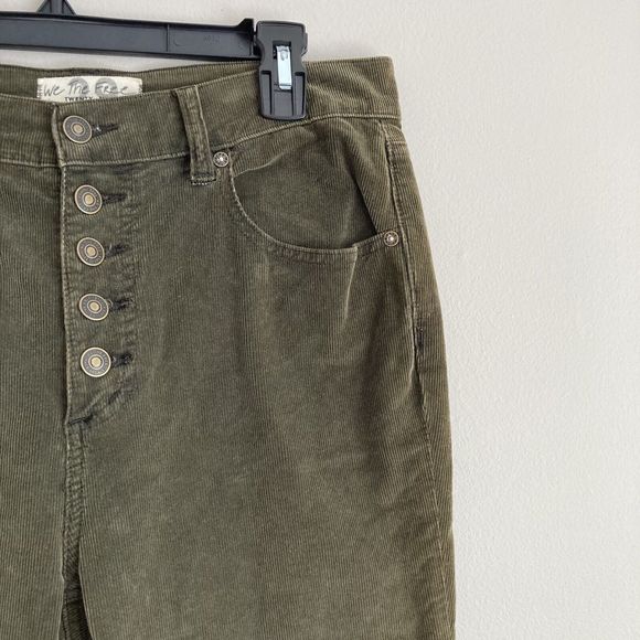 We The Free Womens Sz 29 Skinny Corduroy Button Fly Stretch Casual Pants Green - Picture 3 of 8